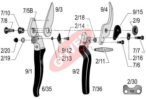 Felco 9 Budama Makası 21cm Sol By-Pass